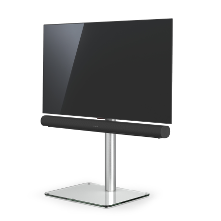 JUST BY SPECTRAL TV-Stand Just.Stand TV620SP für TV bis 65''. Glasboden in Klarglas und Sonos Arc Soundbar-Ablage TV-Ständer