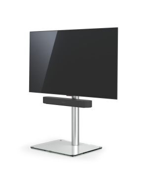 JUST BY SPECTRAL TV-Stand Just.Stand TV610SP für TV bis 65''. Glasboden in Klarglas und Universal Soundbar Ablage TV-Ständer