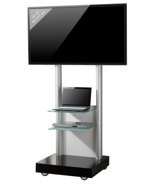 VCM Monte-Visolo 3 mit 2 Zwischenböden TV-Standfuß Schwarzlack/Klarglas