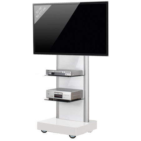 VCM Pro-Stand TV-Standfuß Weißlack/Schwarzglas