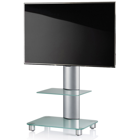 VCM Tosal mit Zwischenboden TV-Standfuß Silber/Mattglas