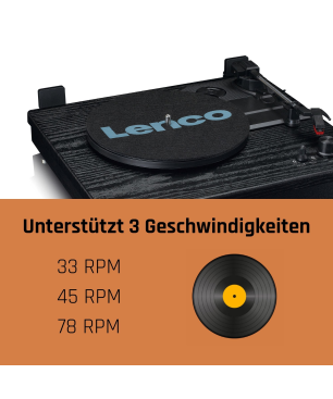LENCO LS-101BK - Holz-Bluetooth - Plattenspieler Schwarz