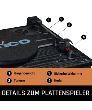 LENCO LS-101BK - Holz-Bluetooth - Plattenspieler Schwarz