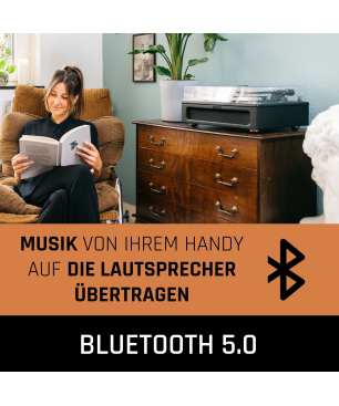 LENCO LS-430BK - 4 eingebaute Lautsprechern - Bluetooth Plattenspieler Schwarz