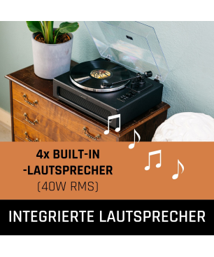 LENCO LS-430BK - 4 eingebaute Lautsprechern - Bluetooth Plattenspieler Schwarz