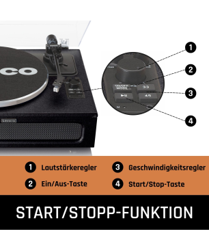 LENCO LS-430BK - 4 eingebaute Lautsprechern - Bluetooth Plattenspieler Schwarz