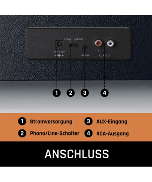 LENCO LS-430BK - 4 eingebaute Lautsprechern - Bluetooth Plattenspieler Schwarz