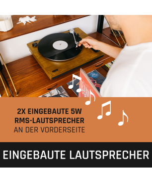 LENCO LS-55WA - Schallplattenspieler mit Bluetooth®,USB,MP3 und Lautsprecher - Plattenspieler Holz