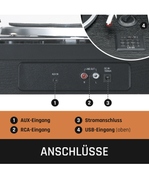 LENCO LS-55WA - Schallplattenspieler mit Bluetooth®,USB,MP3 und Lautsprecher - Plattenspieler Holz