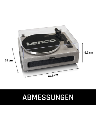 LENCO LS-440GY - 4 eingebaute Lautsprecher - Plattenspieler Grau