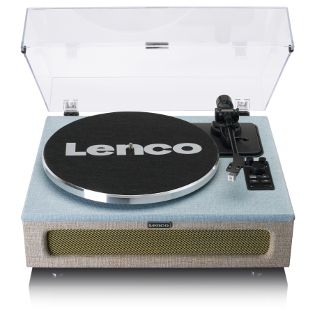 LENCO LS-440BUBG - 4 eingebaute Lautsprechern - Bluetooth Plattenspieler Blau-Taupe