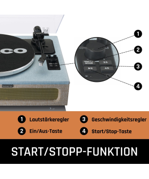 LENCO LS-440BUBG - 4 eingebaute Lautsprechern - Bluetooth Plattenspieler Blau-Taupe