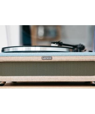LENCO LS-440BUBG - 4 eingebaute Lautsprechern - Bluetooth Plattenspieler Blau-Taupe
