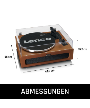 LENCO LS-430BN - 4 eingebaute Lautsprechern - Bluetooth Plattenspieler Braun