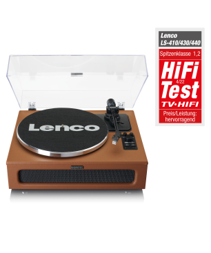 LENCO LS-430BN - 4 eingebaute Lautsprechern - Bluetooth Plattenspieler Braun