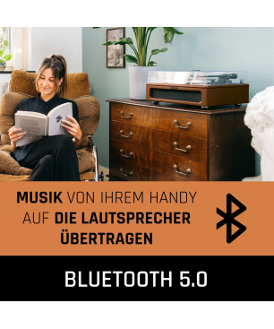 LENCO LS-430BN - 4 eingebaute Lautsprechern - Bluetooth Plattenspieler Braun
