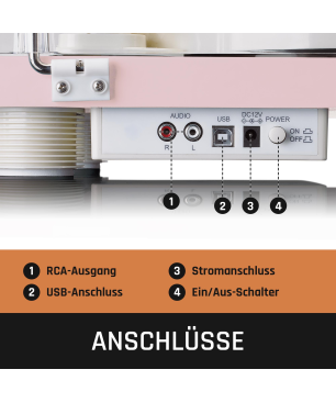LENCO LS-50PK - Eingebaute Lautsprecher - Plattenspieler Pink