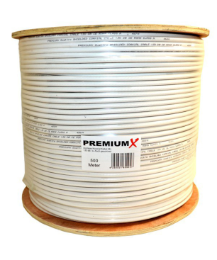 PREMIUMX 500m BASIC Koaxialkabel 135dB 4-fach SAT Koax Kabel Montage-Set Antennenkabel, Weiß
