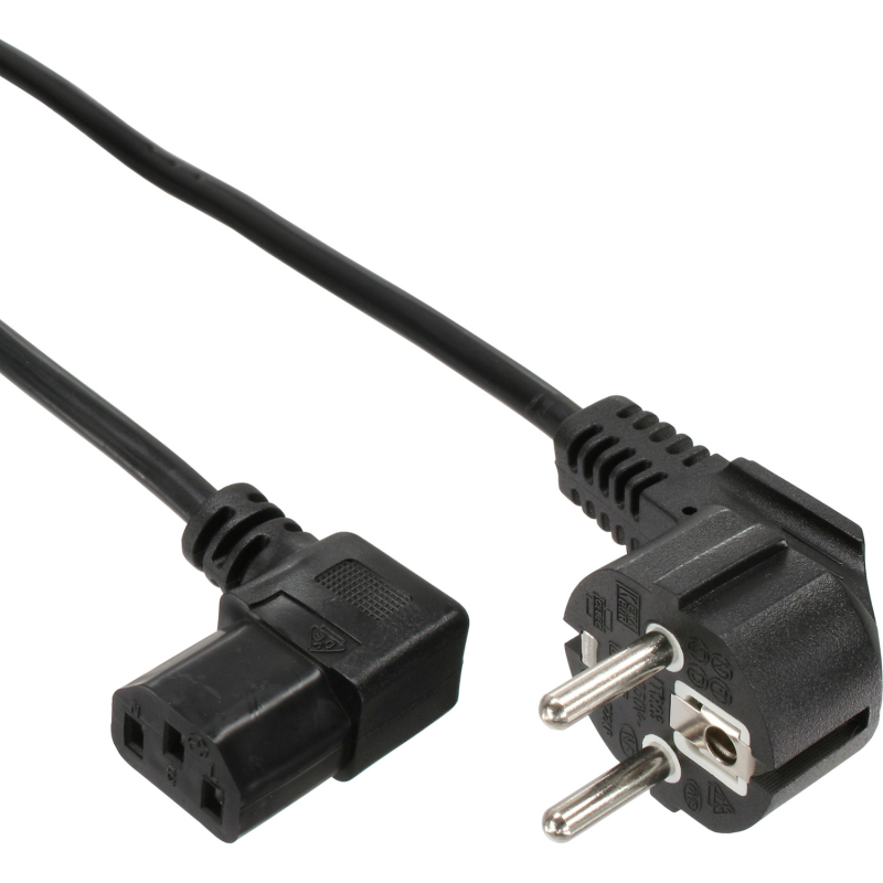 INLINE 35er Bulk-Pack InLine Netzkabel, Schutzkontakt gewinkelt auf C13 1,8m Stromkabel extern