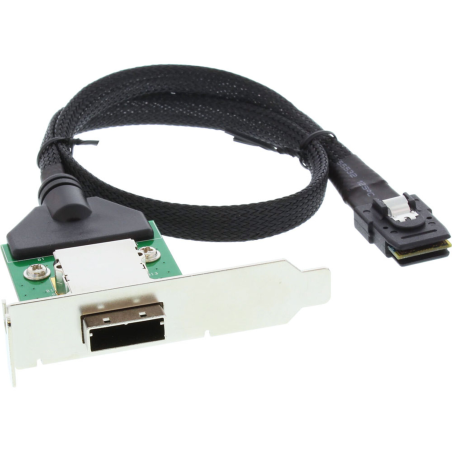 INLINE SAS low profile PCI Slotblech mit Kabel Installation / Reinigung, ext. SFF-8088 auf int. SFF-8087, 0,5m