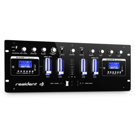RESIDENT DJ DJ405USB-BK 4-Kanal Mischpult, Schwarz