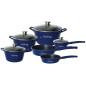 CHEFFINGER 12-Teilig Diamant Topf Kochtopfset Aluminium Blau