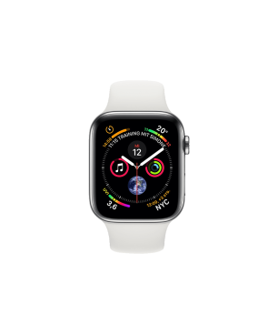 APPLE Watch Series 4 (GPS + Cellular) 44mm Smartwatch Edelstahl Kunststoff, 140-210 mm, Armband: Weiß, Gehäuse: Silber