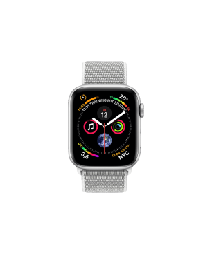 APPLE Watch Series 4 (GPS + Cellular) 44mm Smartwatch Aluminium gewebtes Nylon, 140-210 mm, Armband: Silber, Gehäuse: Silber