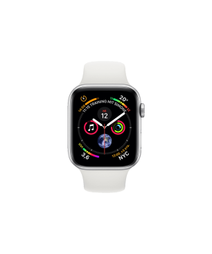 APPLE Watch Series 4 (GPS + Cellular) 40 mm Smartwatch Aluminium Kunststoff, 130-200 mm, Armband: Weiß, Gehäuse: Silber