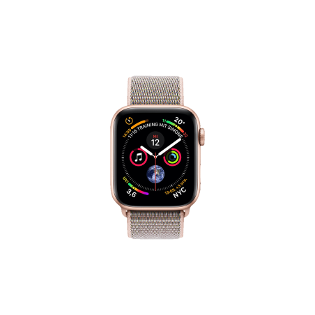 APPLE Watch Series 4 (GPS + Cellular) 40 mm Smartwatch Aluminium gewebtes Nylon, 130-200 mm, Armband: Sandrosa, Gehäuse: Gold
