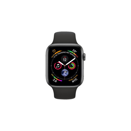 APPLE Watch Series 4 (GPS + Cellular) 44mm Smartwatch Aluminium Kunststoff, 140-210 mm, Armband: Schwarz, Gehäuse: Dunkelgrau