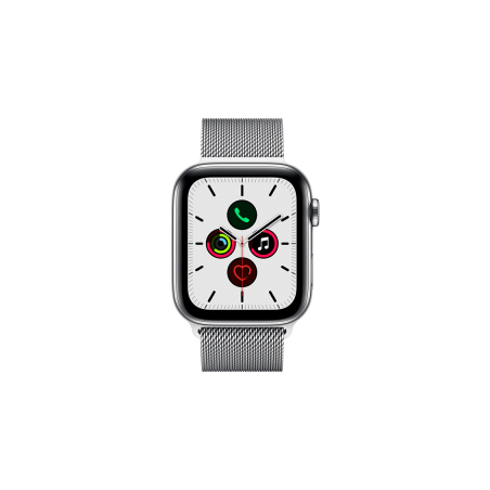 APPLE Watch Series 5 (GPS + Cellular) 44mm Smartwatch Edelstahl 140 - 200 mm Silber Milanaise, Gehäuse: Edelstahl