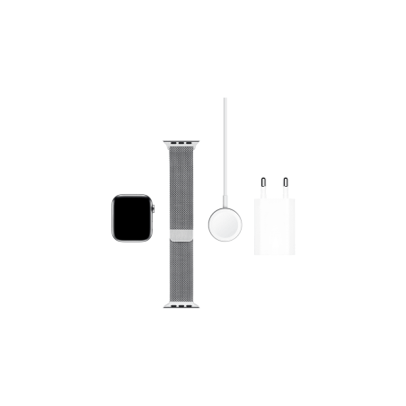 APPLE Watch Series 5 (GPS + Cellular) 44mm Smartwatch Edelstahl 140 - 200 mm Silber Milanaise, Gehäuse: Edelstahl