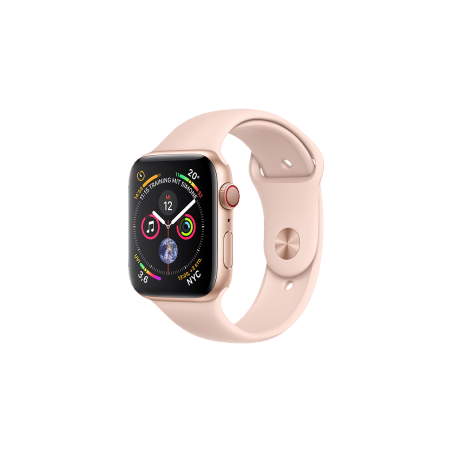 APPLE Watch Series 5 (GPS + Cellular) 44mm Smartwatch Aluminium Fluorelastomer, 140 - 200 mm , Armband: Sandrosa, Gehäuse: Gold