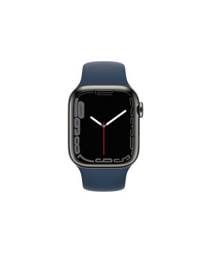 APPLE Watch Series 7 (GPS + Cellular) 41mm Smartwatch Fluorelastomer, 130 - 200 mm, Armband: Blau, Gehäuse: Graphit
