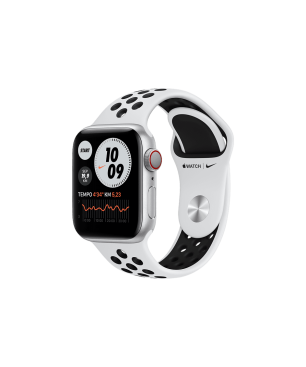 APPLE Watch Series 6 Nike (GPS + Cellular) 40mm Smartwatch Fluorelastomer, 130 - 190 mm, Silber/Schwarz