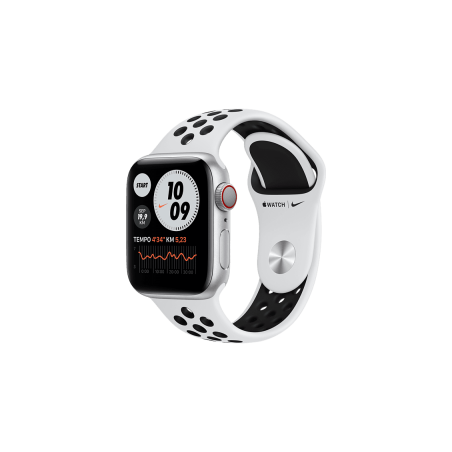 APPLE Watch Series 6 Nike (GPS + Cellular) 40mm Smartwatch Fluorelastomer, 130 - 190 mm, Silber/Schwarz