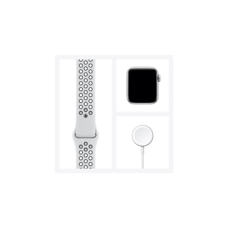 APPLE Watch Series 6 Nike (GPS + Cellular) 40mm Smartwatch Fluorelastomer, 130 - 190 mm, Silber/Schwarz