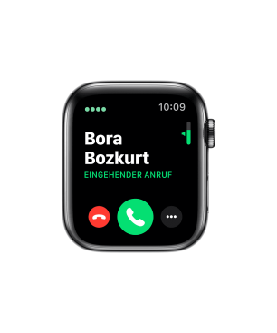 APPLE Watch Series 5 (GPS + Cellular) 44mm Edelstahl, 140 - 200 mm , Armband: Schwarz Milanaise, Gehäuse: Edelstahl Schwarz
