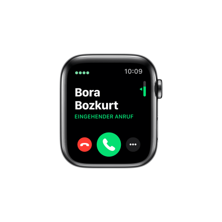 APPLE Watch Series 5 (GPS + Cellular) 44mm Edelstahl, 140 - 200 mm , Armband: Schwarz Milanaise, Gehäuse: Edelstahl Schwarz