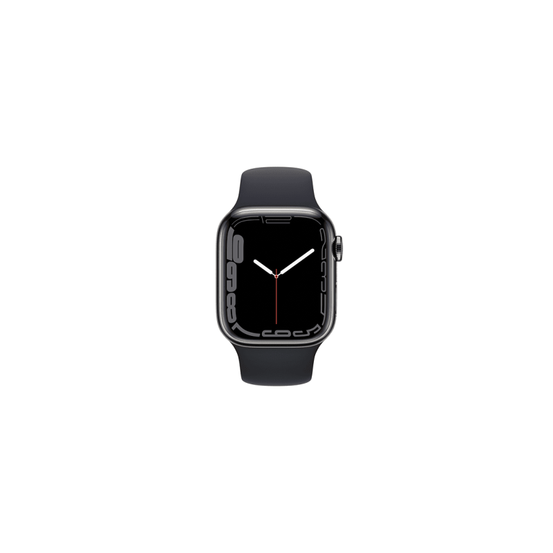 APPLE Watch Series 7 (GPS + Cellular) 41mm Smartwatch Fluorelastomer, 130 - 200 mm, Armband: Mitternacht, Gehäuse: Graphit