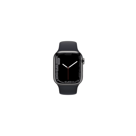 APPLE Watch Series 7 (GPS + Cellular) 41mm Smartwatch Fluorelastomer, 130 - 200 mm, Armband: Mitternacht, Gehäuse: Graphit