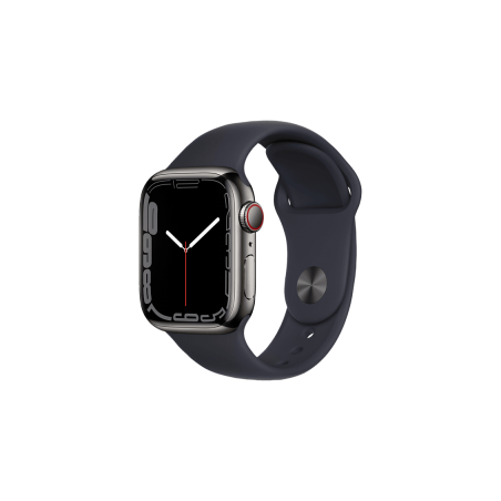 APPLE Watch Series 7 (GPS + Cellular) 41mm Smartwatch Fluorelastomer, 130 - 200 mm, Armband: Mitternacht, Gehäuse: Graphit