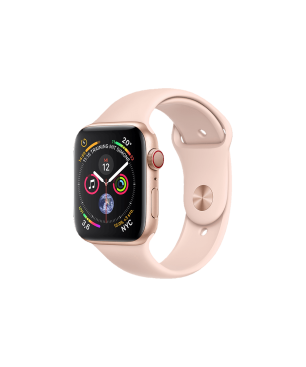 APPLE Watch Series 5 (GPS + Cellular) 40mm Smartwatch Aluminium Fluorelastomer, 130 - 200 mm, Armband: Sandrosa, Gehäuse: Gold