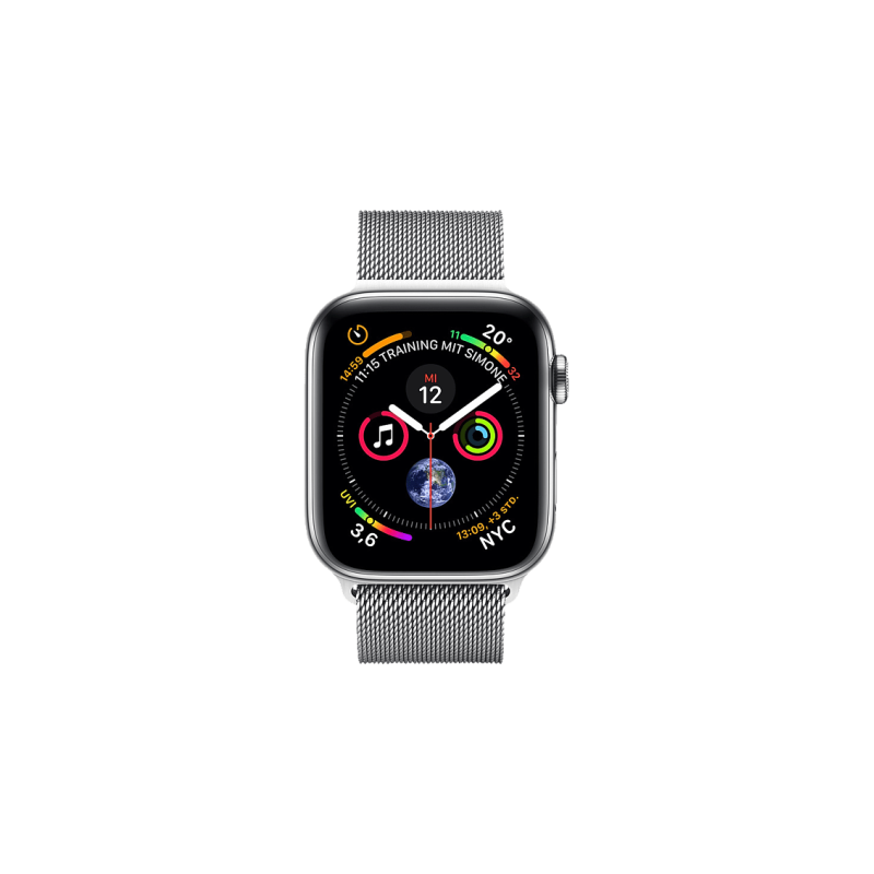 APPLE Watch Series 4 (GPS + Cellular) 44mm Smartwatch Edelstahl Milanaise, 140-210 mm, Armband: Silber, Gehäuse: Silber APPLE Watch Series 4 (GPS + Cellular) 44mm Smartwatch Edelstahl Milanaise, 140-210 mm, Armband: Silber, Gehäuse: Silber