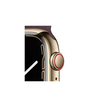 APPLE Watch Series 7 (GPS + Cellular) 45mm Smartwatch Fluorelastomer, 140 - 220 mm, Armband: Dunkelkirsch, Gehäuse: Gold