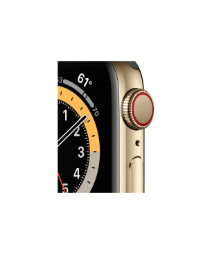 APPLE Watch Series 6 (GPS + Cellular) 40mm Smartwatch Edelstahl Fluorelastomer, 130 - 200 mm, Armband: Zyperngrün, Gehäuse: Gold
