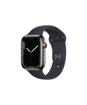 APPLE Watch Series 7 (GPS + Cellular) 45mm Smartwatch Fluorelastomer, 140 - 220 mm, Armband: Mitternacht, Gehäuse: Graphit