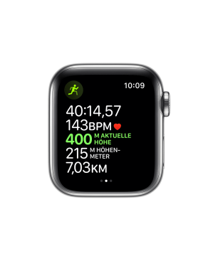 APPLE Watch Series 5 40mm Smartwatch Aluminium Fluorelastomer, 130 - 200 mm, Armband: Weiß, Gehäuse: Silber