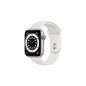 APPLE Watch Series 6 (GPS + Cellular) 44mm Smartwatch Aluminium Fluorelastomer, 140 - 210 mm, Armband: Weiß, Gehäuse: Silber